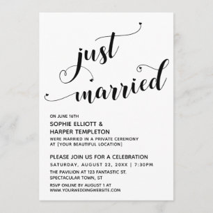 Invitation Cœurs de jeunes mariés typographie réception uniqu