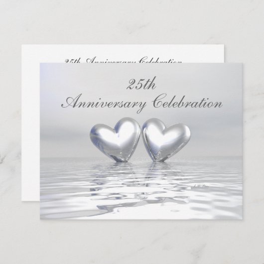 Invitation Cœurs de jubilé d'argent (Devant / Derrière)