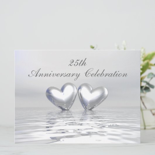 Invitation Cœurs de jubilé d'argent (Debout devant)