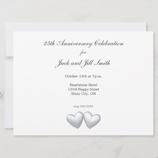 Invitation Cœurs de jubilé d'argent (Dos)