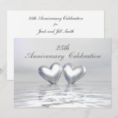 Invitation Cœurs de jubilé d'argent (Devant / Derrière)