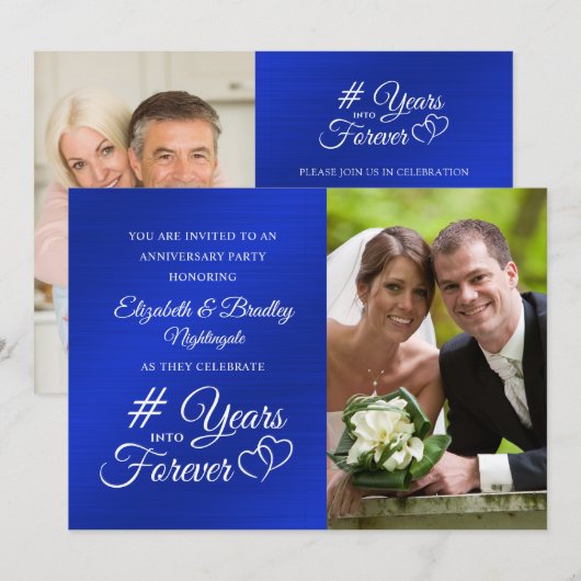 Invitation Cœurs de jubilé de saphir DES ANNÉES POUR TOUTE L' (Devant / Derrière)