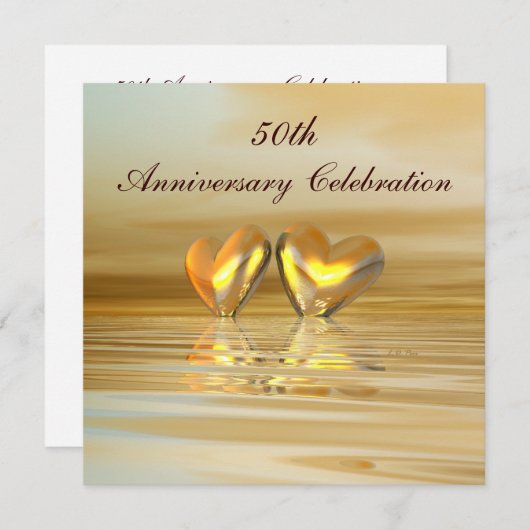 Invitation Cœurs de jubilé d'or (Devant / Derrière)