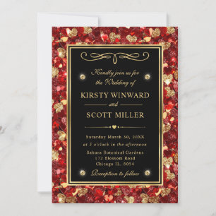 Invitation Cœurs de la Saint-Valentin Mariage Paillettes Roug