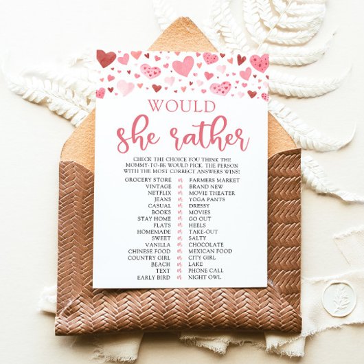 Invitation Cœurs de la Saint-Valentin Préfèrerait-Elle Jeu de
