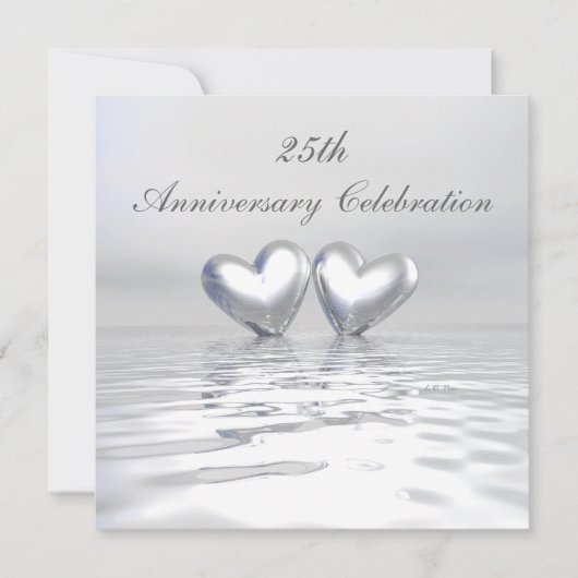 Invitation Coeurs de l'anniversaire d'argent (Devant)
