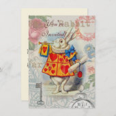 Invitation Coeurs de lapin blanc Alice Classic (Devant / Derrière)