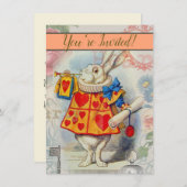 Invitation Coeurs de lapin blanc Alice Classic (Devant / Derrière)