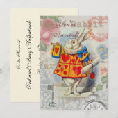 Invitation Cœurs de Lapin Blanc Alice Classique (Devant / Derrière)