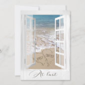 Invitation Coeurs de mariage de plage avec des noms dans la f (Devant)