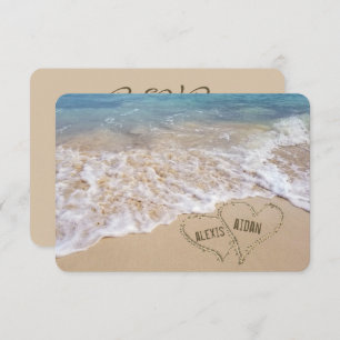 Invitation Coeurs de mariage de plage RSVP