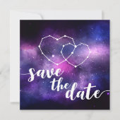 Invitation Cœurs de Mariage Galaxie Constellation Enregistrer (Devant)
