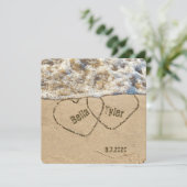 Invitation Coeurs de mariage sur la plage (Debout devant)