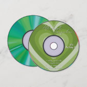 Invitation Cœurs de musique CD d'anniversaire Vert 2000 (Devant / Derrière)