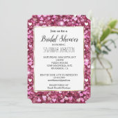 Invitation Coeurs de Parties scintillant rose chic (Debout devant)