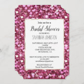 Invitation Coeurs de Parties scintillant rose chic (Devant / Derrière)