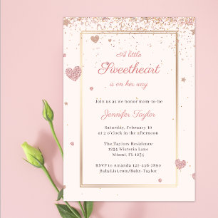 Invitation Coeurs de Parties scintillant roses Baby shower de