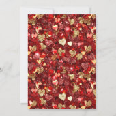 Invitation Coeurs de Parties scintillant rouge et or 21e anni (Dos)