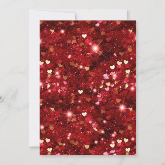 Invitation Coeurs de Parties scintillant rouge et or 21e anni (Dos)