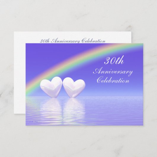 Invitation Cœurs de perle pour le 30e anniversaire (Devant / Derrière)