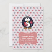 Invitation Cœurs de pingouin mignons | Saint-Valentin personn (Dos)