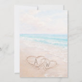 Invitation Cœurs de plage initiales sable Shower de mariage (Dos)