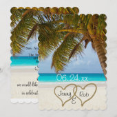 Invitation coeurs de plage mariage bride mariée invités (Devant / Derrière)