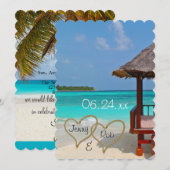 Invitation coeurs de plage mariage bride mariée mari invités (Devant / Derrière)