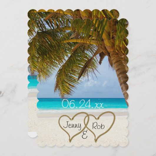 Invitation coeurs de plage mariage bride mariée mari invités (Devant / Derrière)