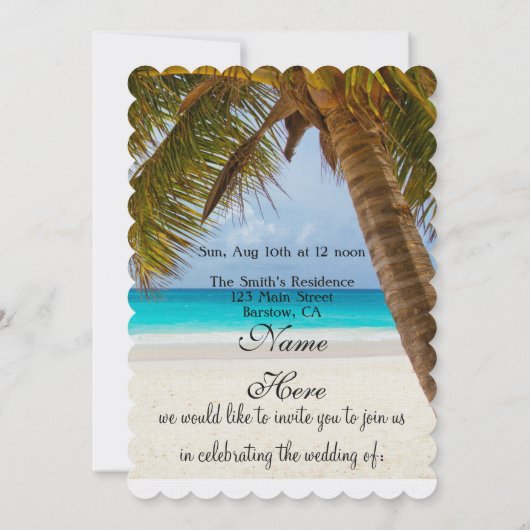 Invitation coeurs de plage mariage bride mariée mari invités (Dos)