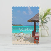 Invitation cœurs de plage mariage mariée marié invités (Debout devant)