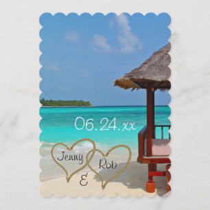 Invitation cœurs de plage mariage mariée marié invités