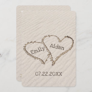 Invitation Coeurs de plage mariages avec noms