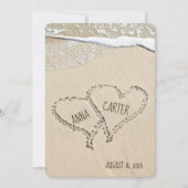 Invitation Coeurs de plage mariages avec surf (Devant)