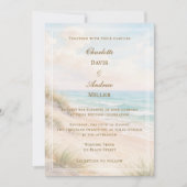 Invitation Cœurs de plage sable initiales mariage (Devant)