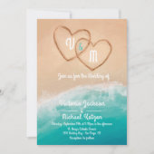 Invitation Coeurs de plage tropicaux dans le Mariage de sable (Devant)