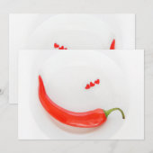 Invitation Coeurs de poivre chaud rouge blanc (Devant / Derrière)