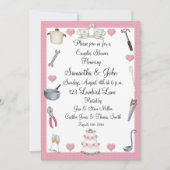 Invitation Coeurs de rose de douche de couples (Devant)