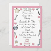 Invitation Coeurs de rose de douche de couples (Devant / Derrière)