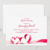 Invitation Coeurs de ruban simples Fête des mariées de Valent (Devant / Derrière)