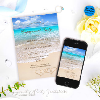 Invitation Coeurs de sable Blue Ocean Beach
