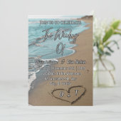 Invitation Cœurs de sable de plage Élégant Mariage tropical m (Debout devant)