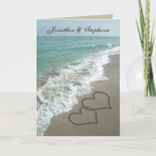 Invitation Cœurs de sable sur la plage, Enregistrez la date o