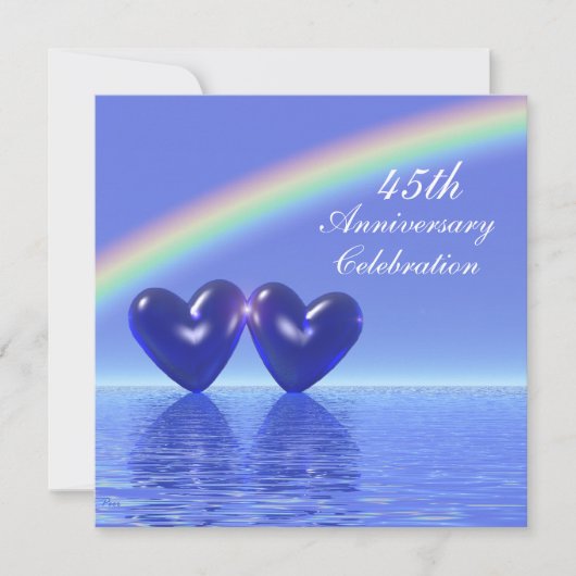 Invitation Cœurs de saphir pour le 45e anniversaire (Devant)