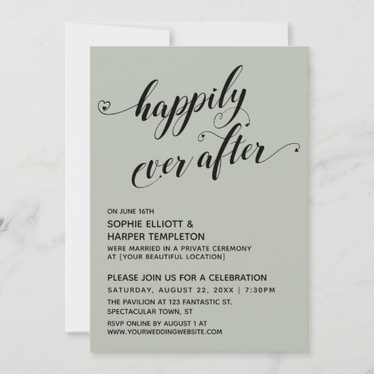 Invitation Cœurs de Sauge Réception à Bonheur Éternel (Devant)