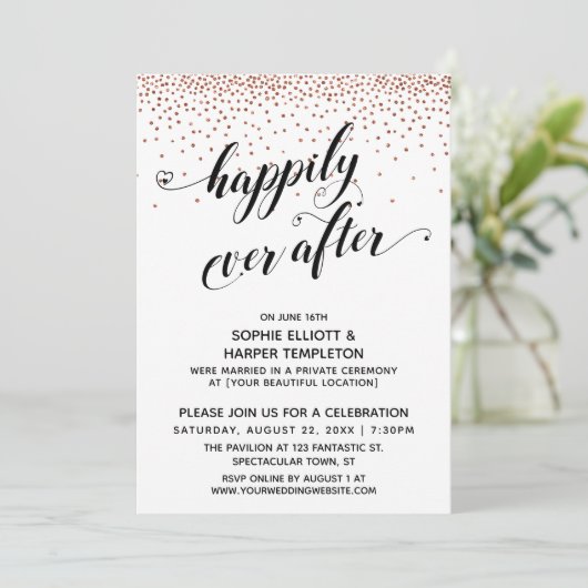 Invitation Cœurs de Script Happily Ever Ever Confettis de cui (Debout devant)