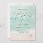 Invitation Coeurs De Script Moderne Dans Le Mariage De La Pla (Devant)