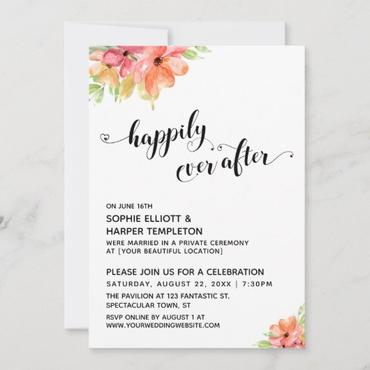 Invitation Coeurs de Simplement Éternels Script Aquarelle Flo (Devant)