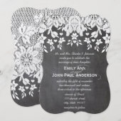 Invitation Coeurs de tableau de bord et dentelle mariage élég (Devant / Derrière)