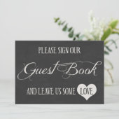 Invitation Cœurs de tableau noir de mariage | Livre d'or (Debout devant)